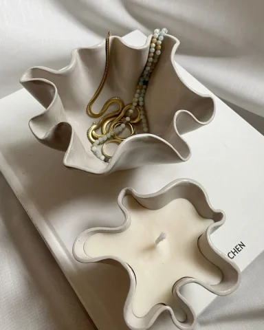 Wellenschalen in beige